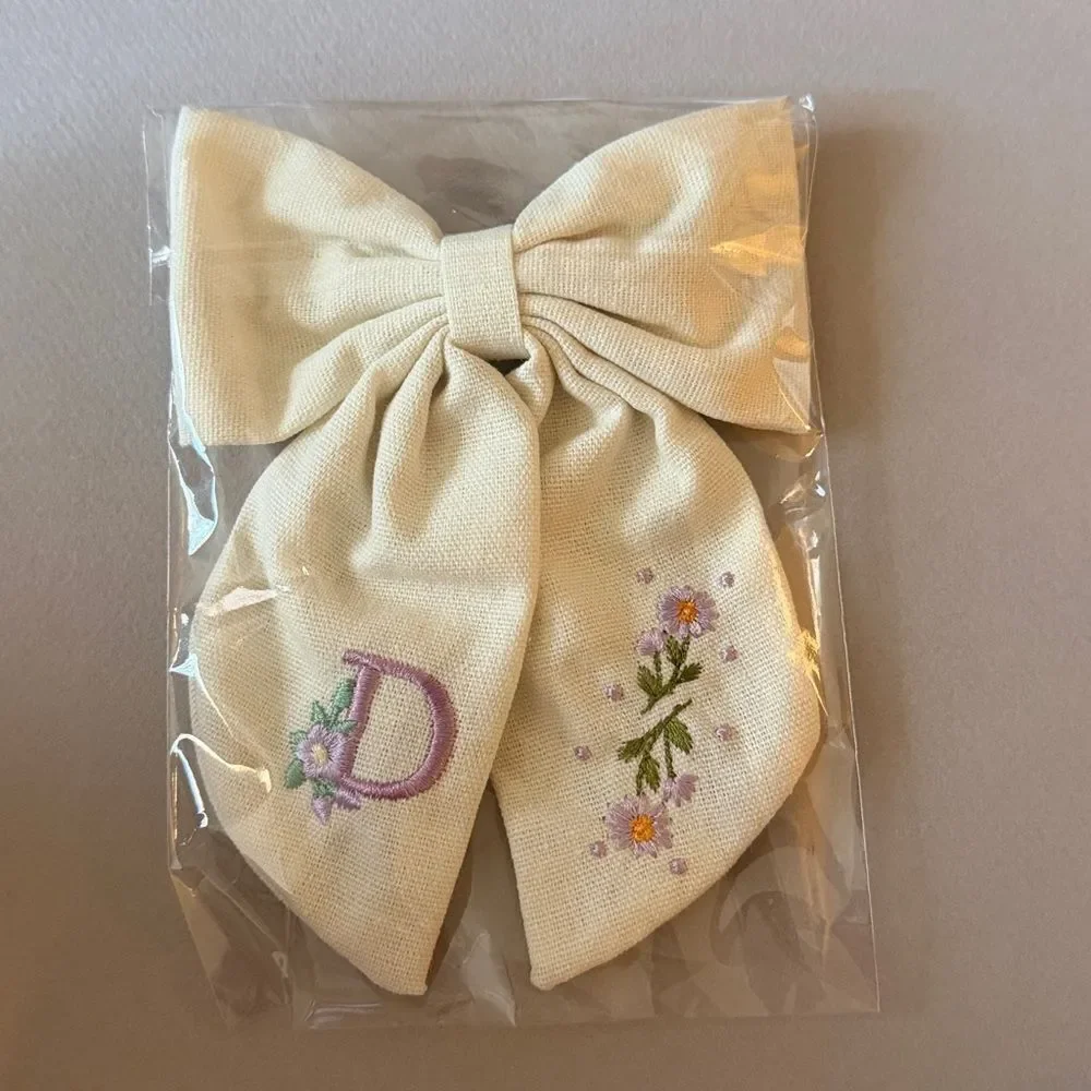Embroidered Bow Hair Clip for Kids A1600